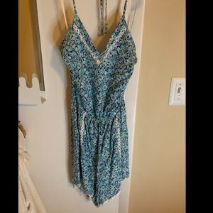 blue floral romper